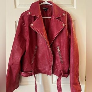 PrettyLittleThing Red Leather Jacket